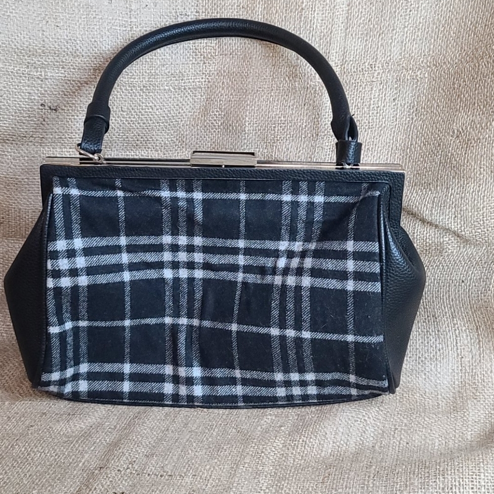 Purse unbranded flannel plaid black faux leather - Picture 3 of 10